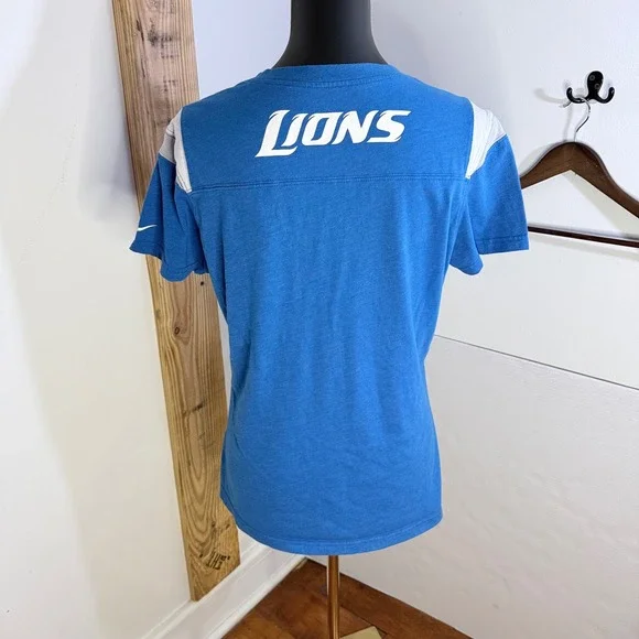Nike NFL Detroit Lions Womens XL V-Neck T-Shirt Blue Short Sleeve Fan Gear - Picture 3 of 9